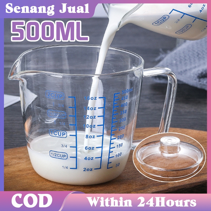 500ml Gelas Ukur Tahan PanasPanas / Measuring Cup Dengan Tutup