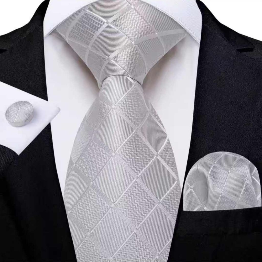 gift set dasi panjang motif silver/ dasi formal silver perak/ dasi panjang abu muda silver motif gar
