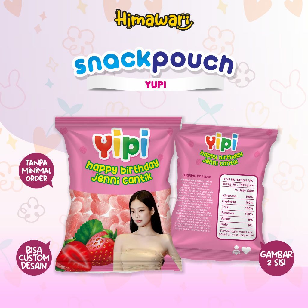 Bungkus Kado Custom Snack Jajanan | Snack Pouch Custom Lucu | Tema Permen Yupi