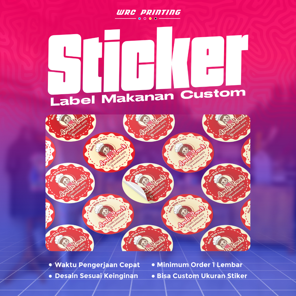 CETAK STICKER A3 LABEL CHROMO / VINYL DIECUT / KISSCUT Cetak Sticker Label Makanan Custom Murah | St
