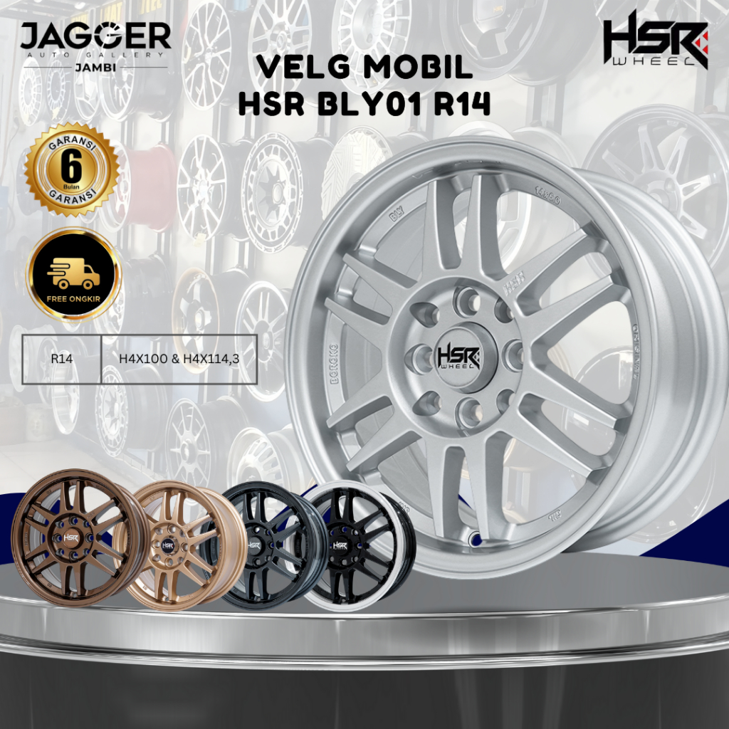 velg hsr boroko bly01 ring 14 pcd 4x100 4x114.3 murah original hsr super sale untuk agya ayla calya 
