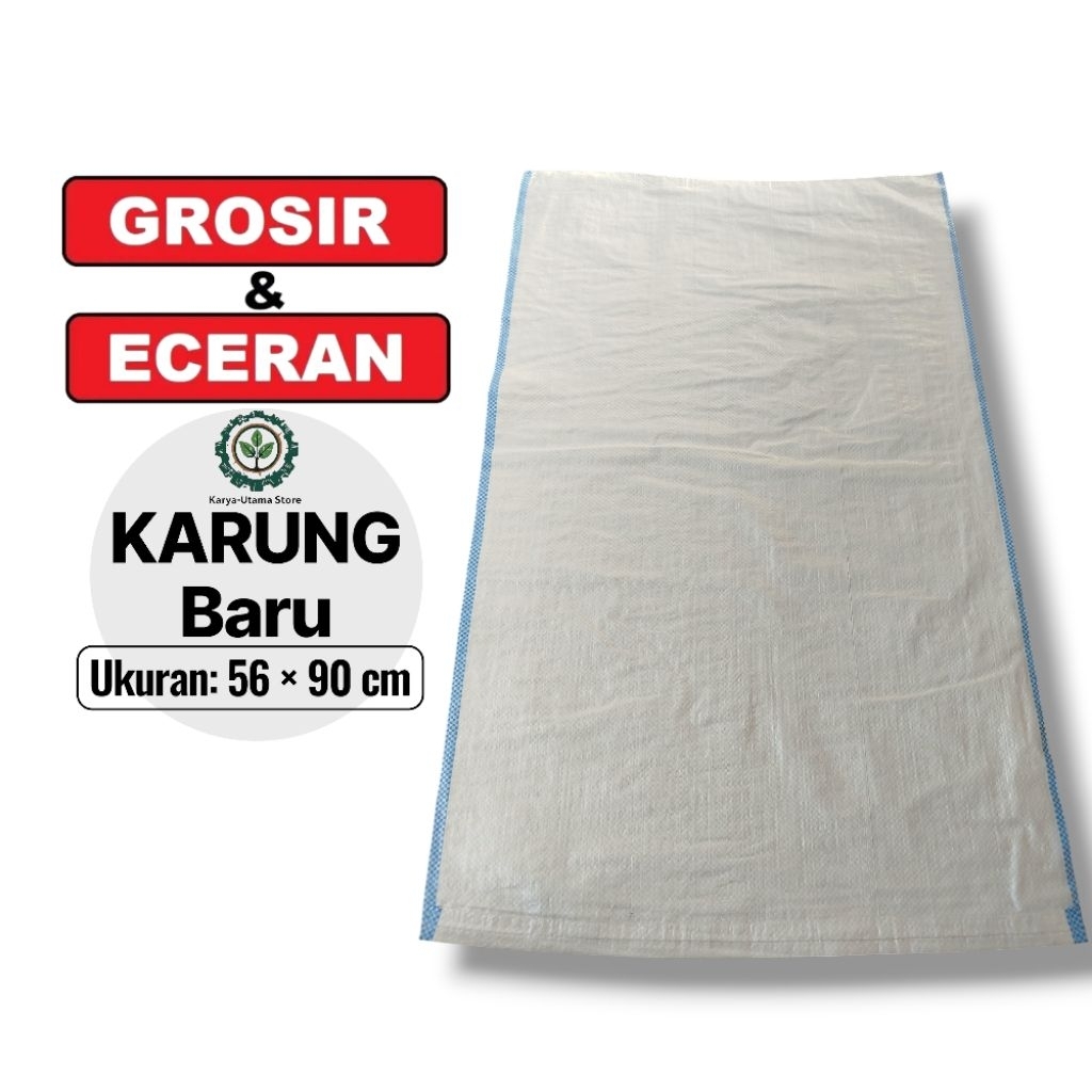 Karung Plastik Baru 50 Kg - 56 x 90 cm, Warna Putih Polos, Tahan 50 Kg, Ukuran Besar