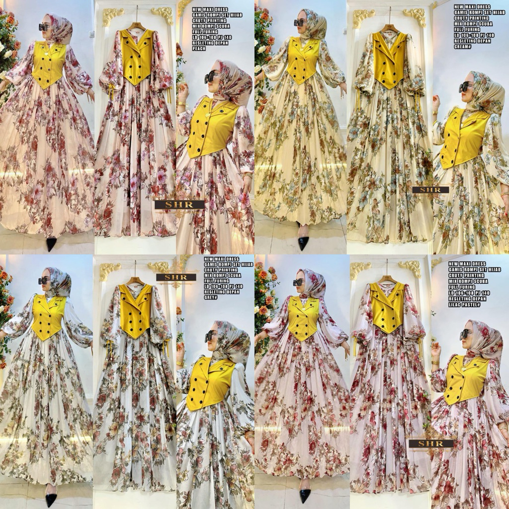 ORI SHR 100%... GAMIS SET HIJAB ROMPI PREMIUM