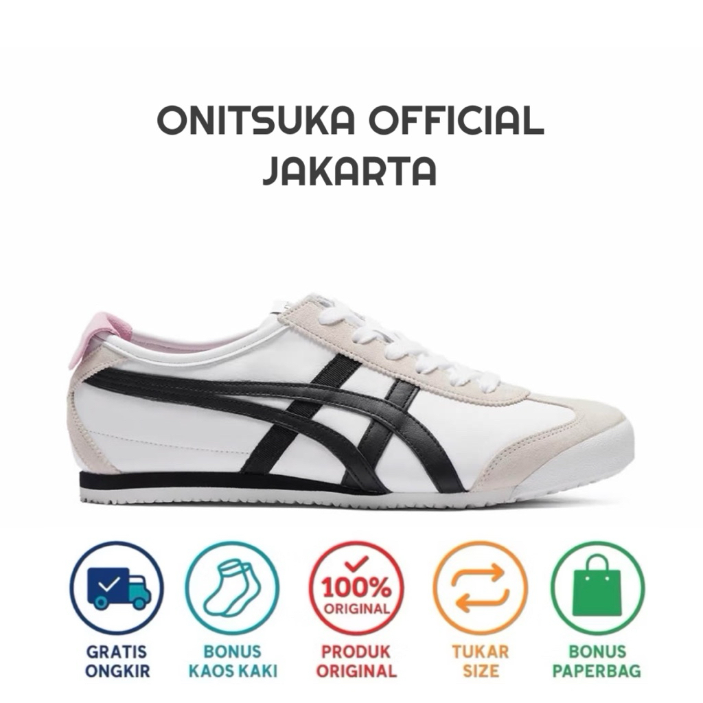 Sepatu Sneakers casual wanita Onitsuka tiger x patou White black pink