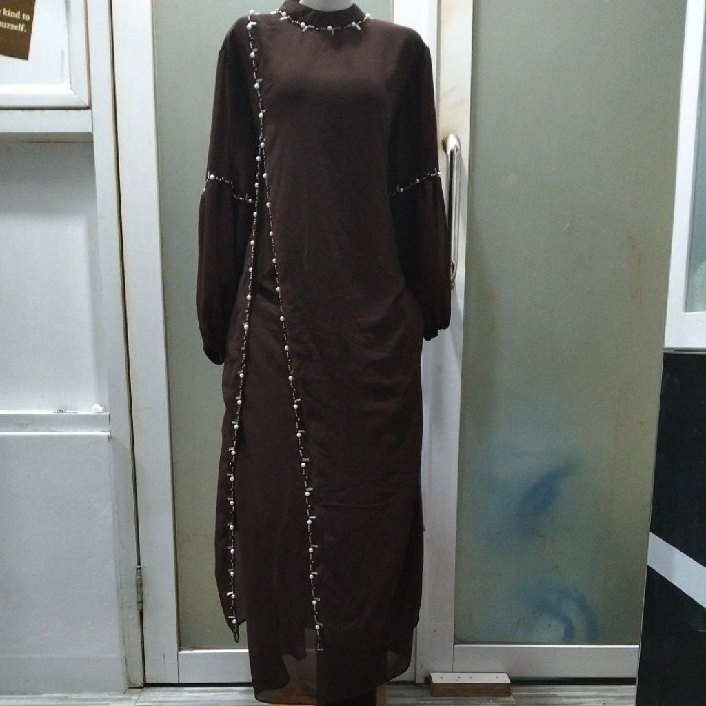 Dress/Gamis Ceruty Payet Coklat