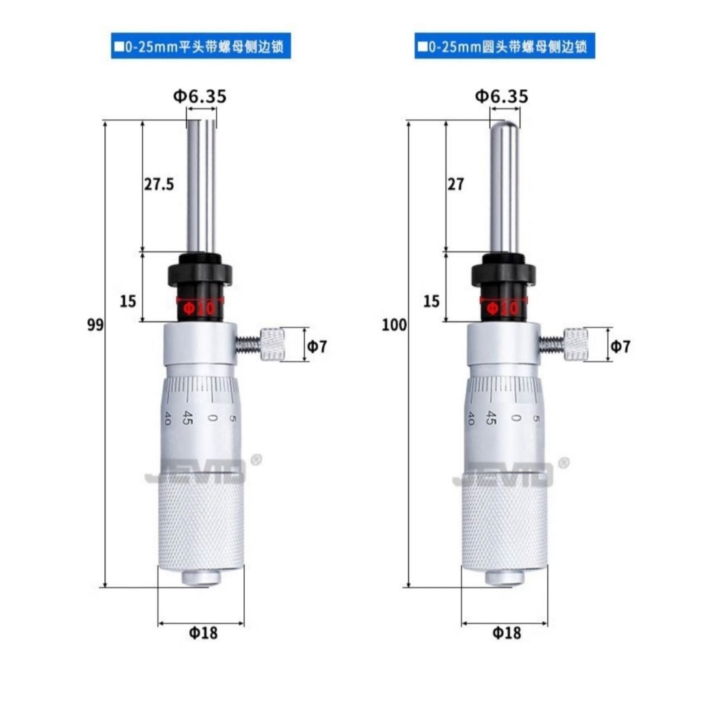 KEPALA MIKROMETER BUAT KORTER UKURAN. 0 - 25 MM