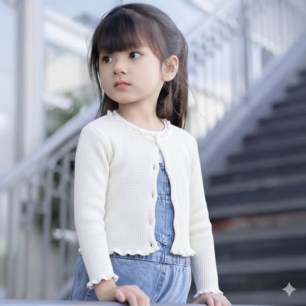 cardigan anak neci waffle uniqlo kancing