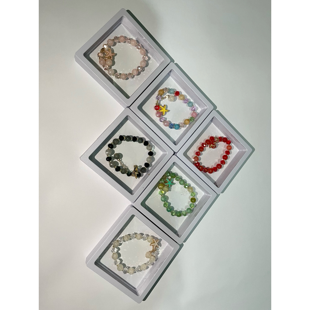 GELANG MANIK KRISTAL PREMIUM + CHARM BINTANG LAUT