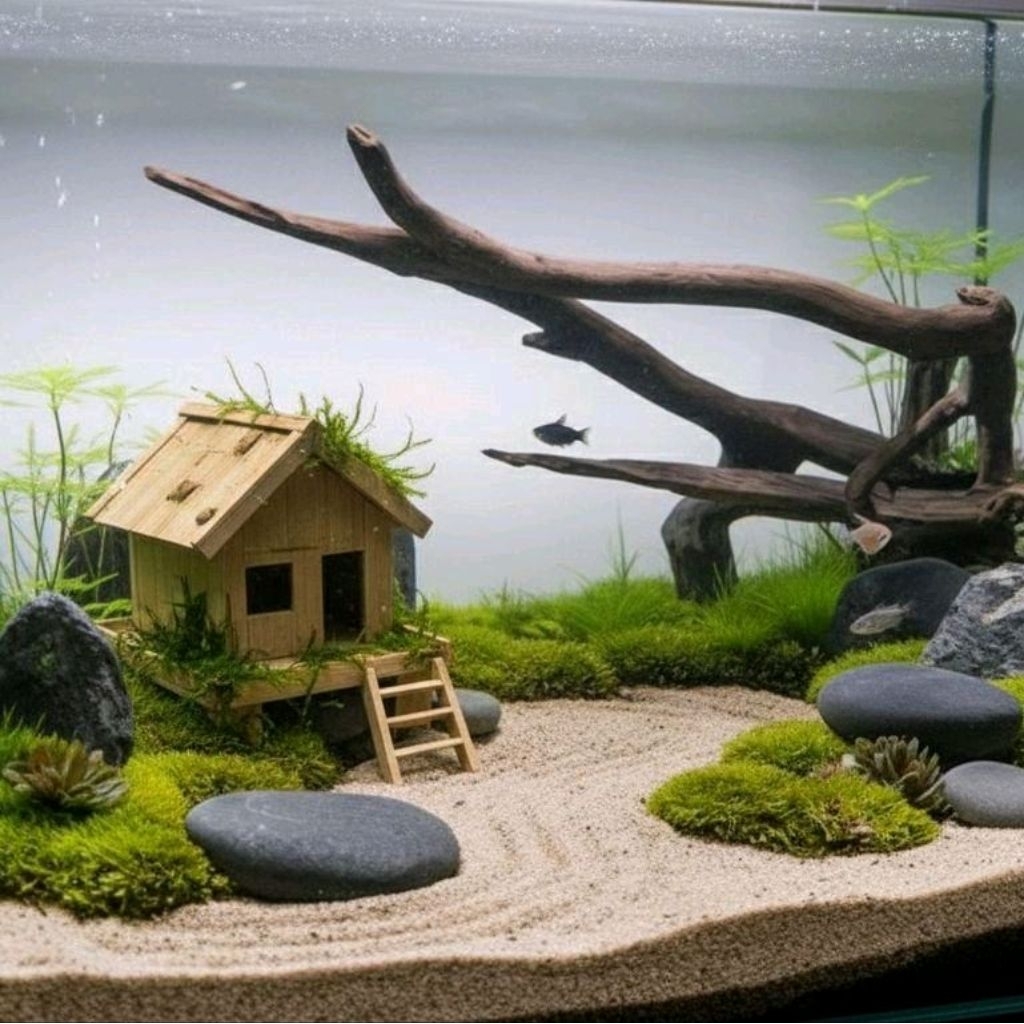 Miniatur rumah aquarium,rumah kelomang,rumah hiasan unik