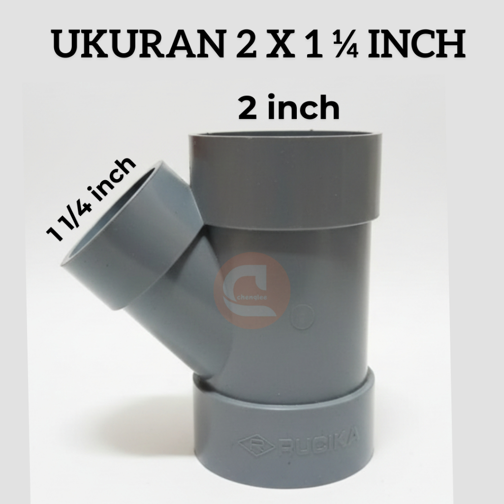 Sambungan Pipa y Tee Letter Ukuran 2 X 1 1/4 Inch D Fitting Pipe