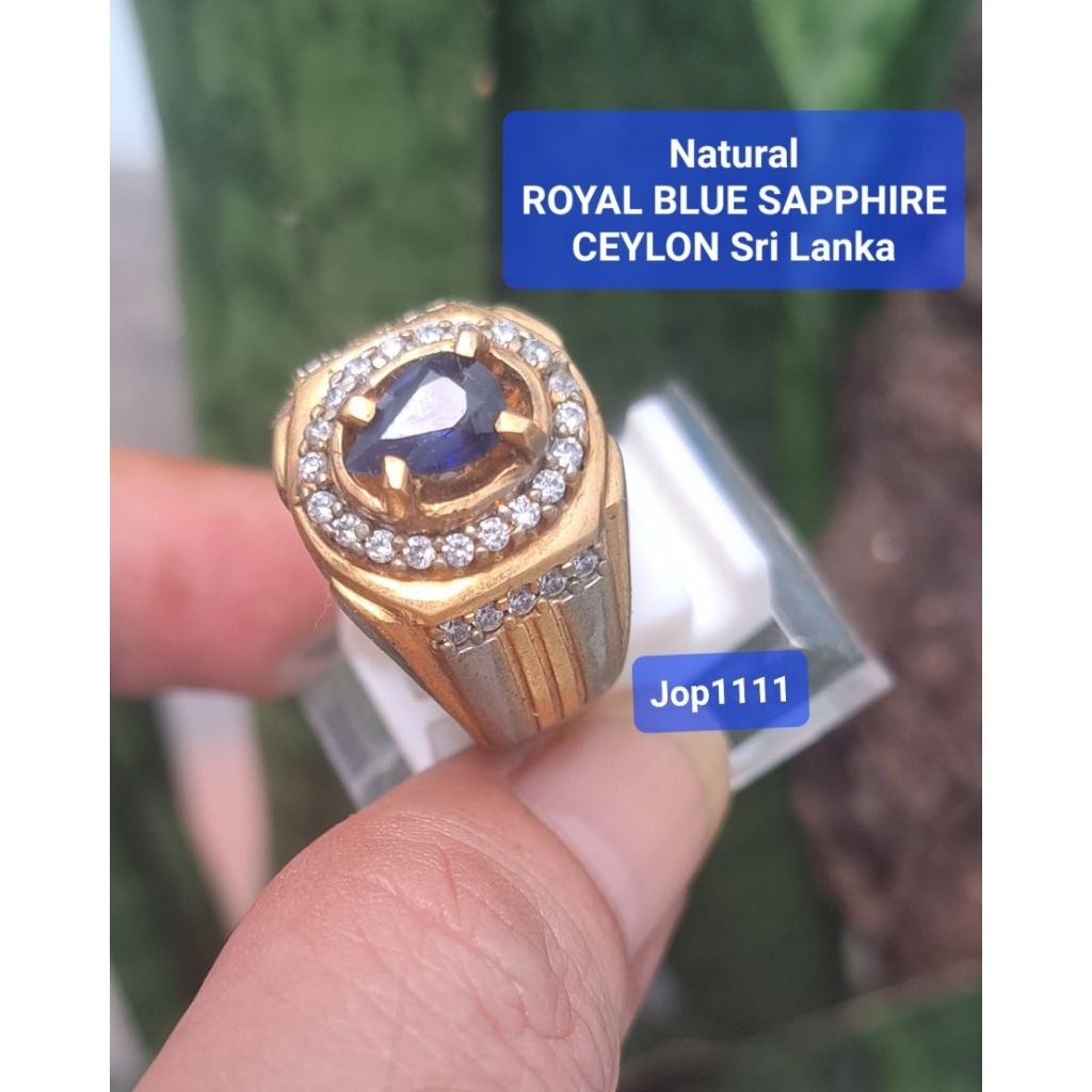 Batu Natural Royal Blue Sapphire Ceylon NTE No Treated + Gemstone Memo Lab Alami Aktif | Cincin Pria