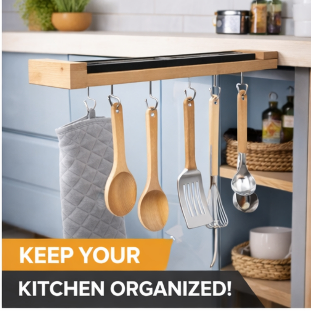 Rak Panci Gantung Kolong Dapur Rel Gantungan Rell Tarik dorong Praktis & Kuat