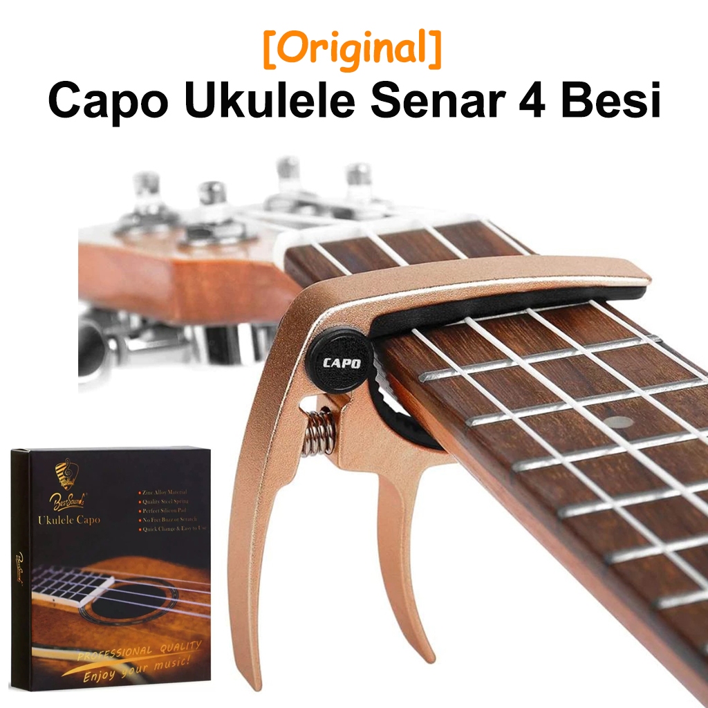 Kapo Ukulele Senar 4 Besi, Penjepit Fret untuk Ukulele Soprano Konser Baritone