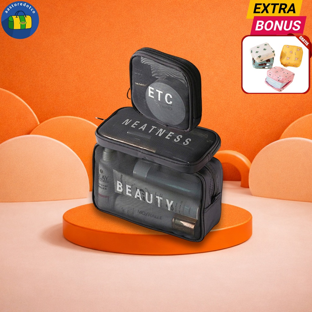 Tas Pouch Model Kosmetik Pouch Travel Make Up Model Jaring Bag Organizer Serbaguna Bag Organizer Dom