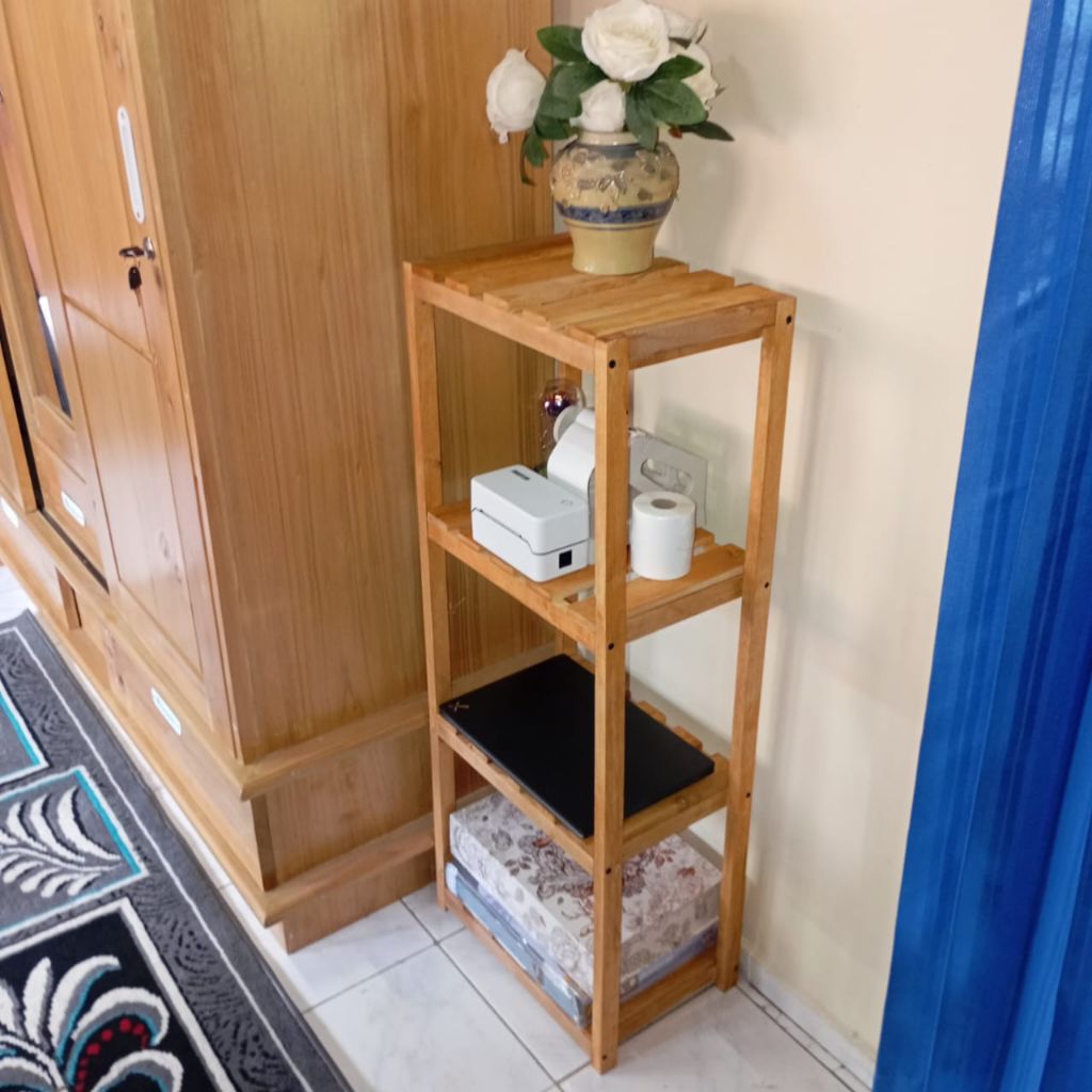 Rak kayu 4 susun Rak dispenser rak display minimalis