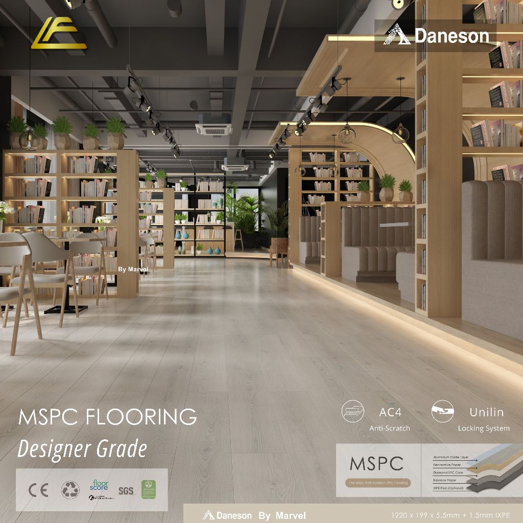 Lantai SPC Daneson MSPC Tebal 7mm Motif Kuat dan Tahan Lama