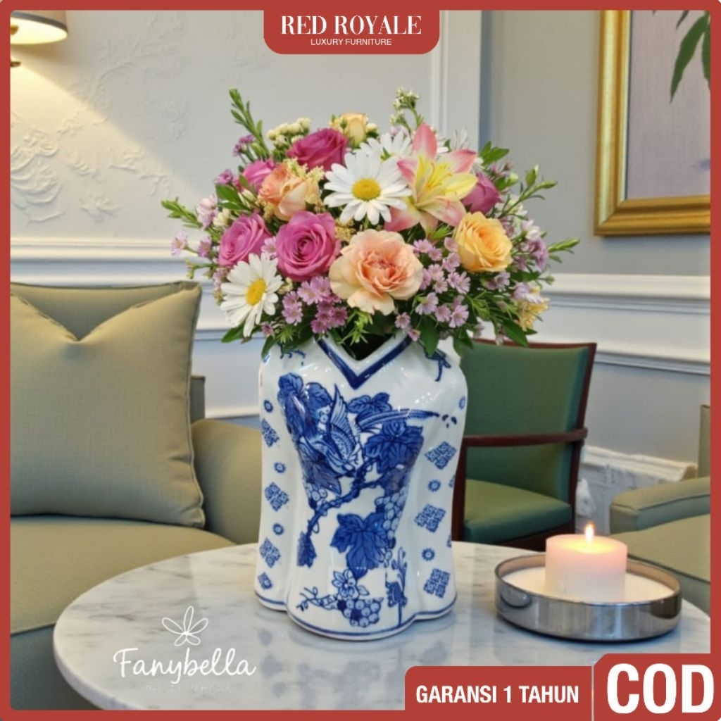 vas bunga keramik dekorasi hiasan ruang tamu