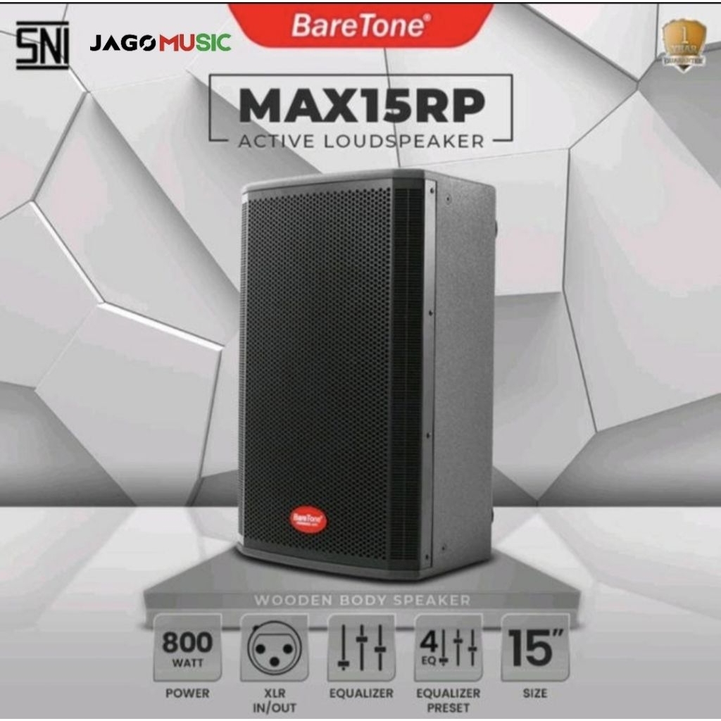 Baretone Speaker Aktif Kayu MAX15RP 15inch Speaker Baretone MAX 15RP