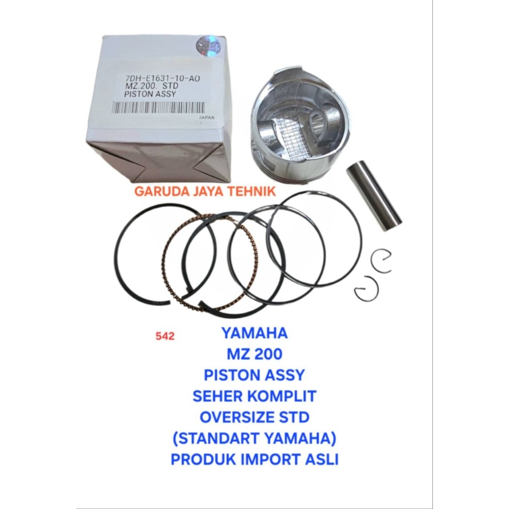 Piston assy seher seker komplit YAMAHA MZ200 MZ 200 oversize STD Import asli mesin tarikan YAMAHA MZ