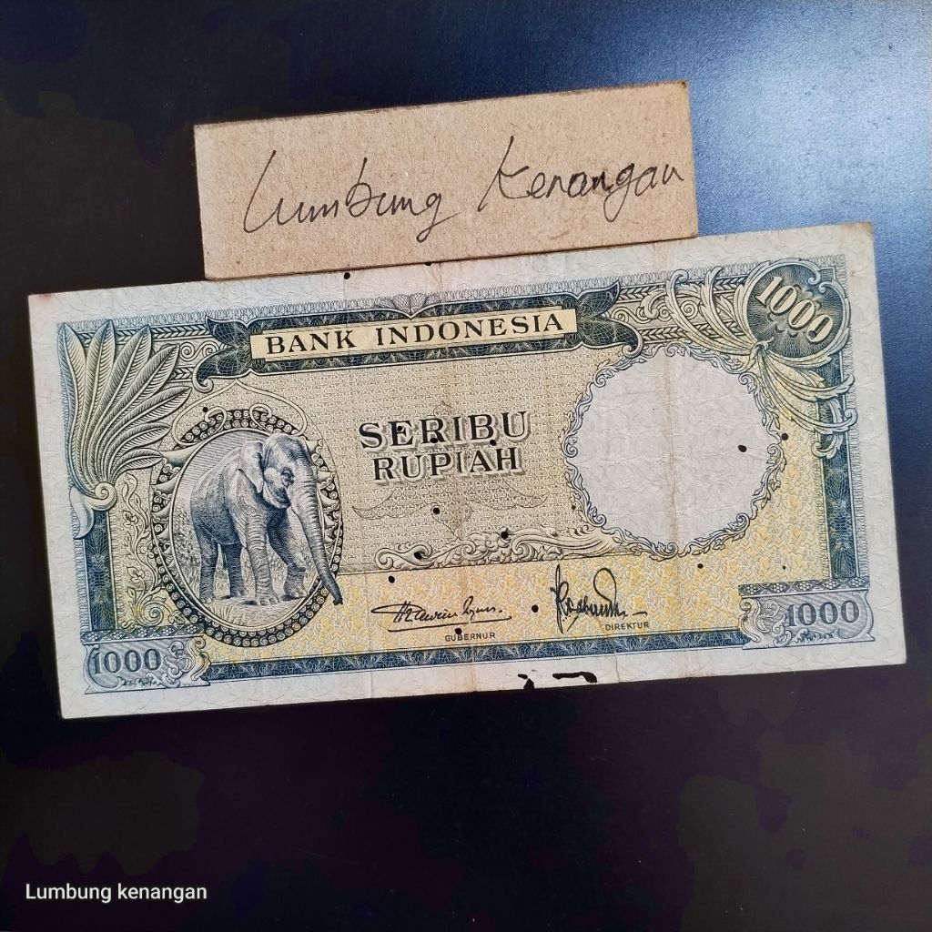uang kuno 1000 Rupiah gajah, seri hewan 1957