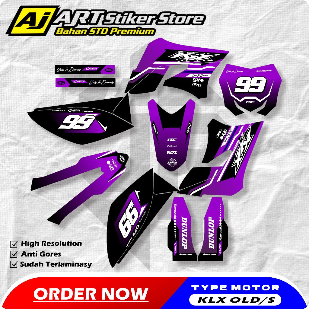 ( COD ) DECAL STIKER KLX LAMA/OLD - STIKER MOTOR KLX S - FREE NAMA NOMOR