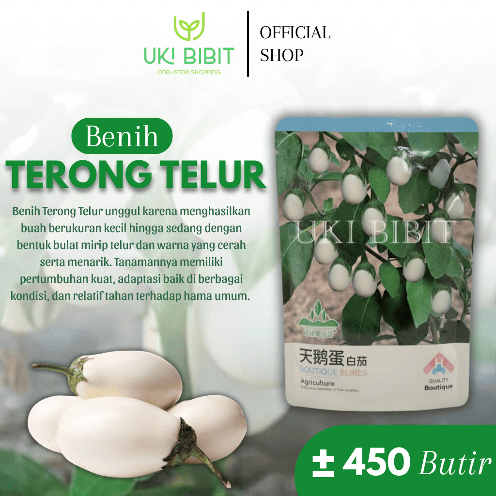 Kemasan Original | Benih Biji Terong Telur | Terong Putih | Terong Putih Bulat