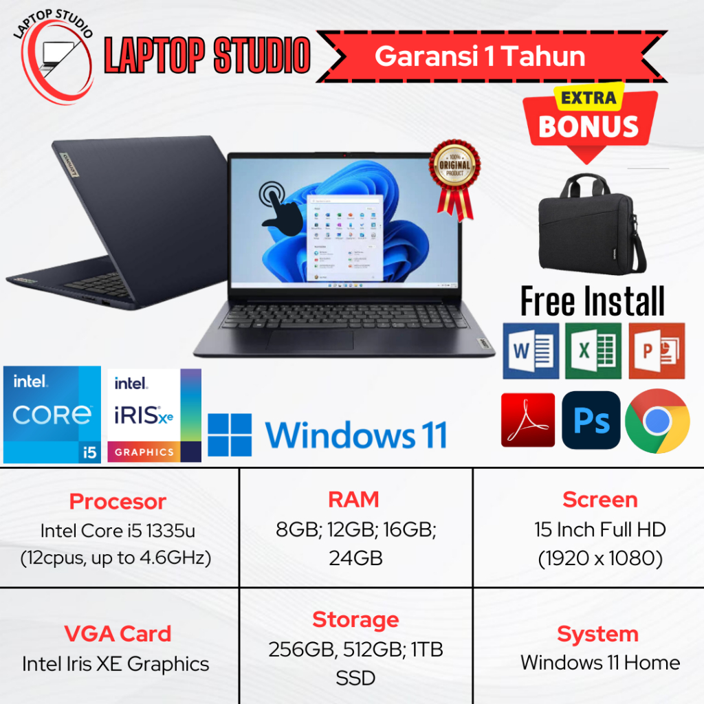 Laptop Baru Lenovo Ideapad Intel Core i5 1335(Gen13) |  Intel Core 5 120u (Gen 14) SSD