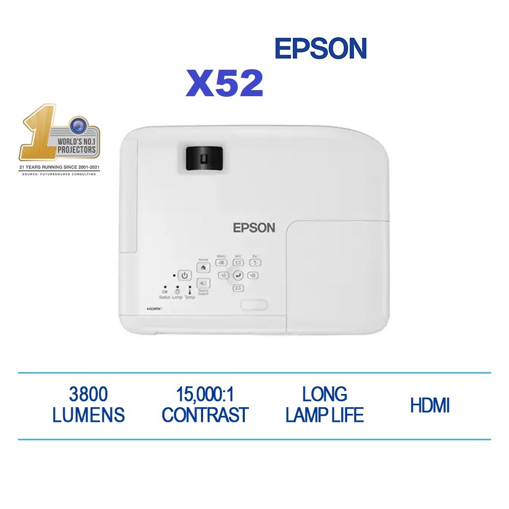 Proyektor Epson EB-X52 3800 Lumens XGA Resolution Pengganti Proyektor EPSON X51