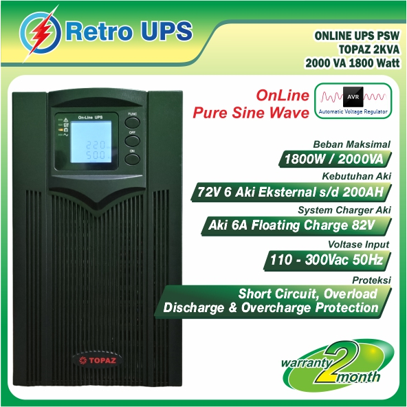 UPS Online PSW 2000VA 2KVA 2000Va 72V Bergaransi Siap pakai