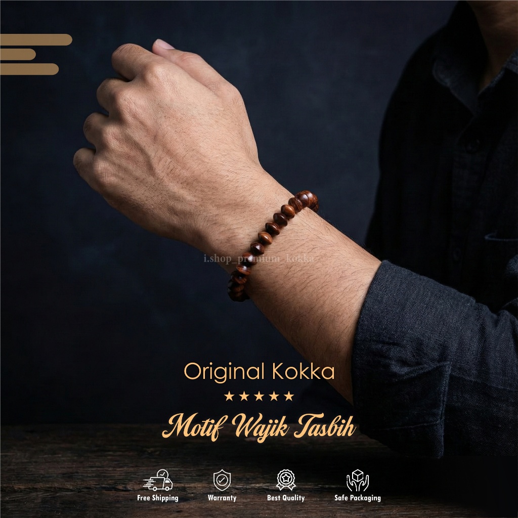 Gelang Kokka kaukah Asli - Berserttifikat | Gelang tasbih kayu kaoka motif wajik isi 33 butir