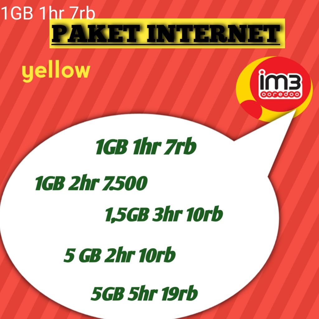 Paket data internet Indosat harian yellow