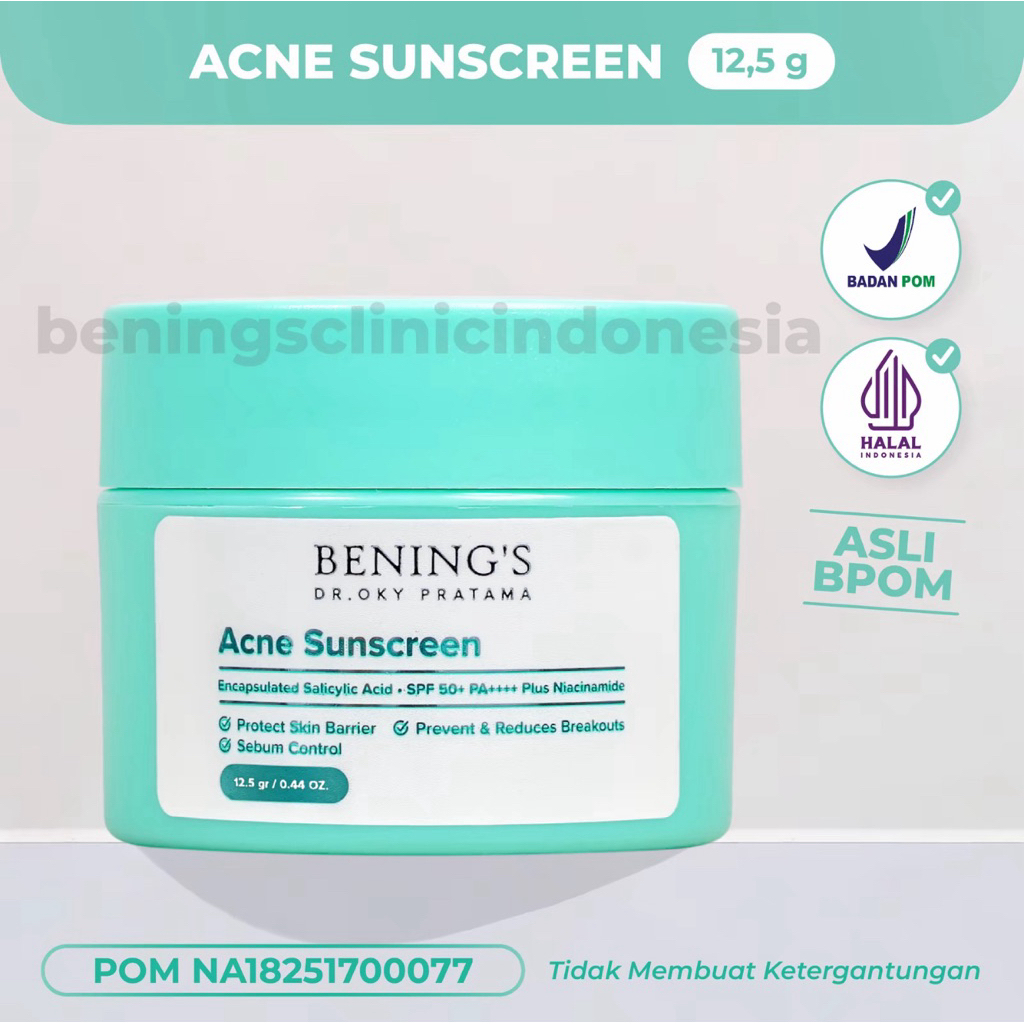 Bening's Acne Sunscreen ( Ax Day Cream ) | Krim Siang Jerawat Benings Skincare Dr Oky Bening Clinic