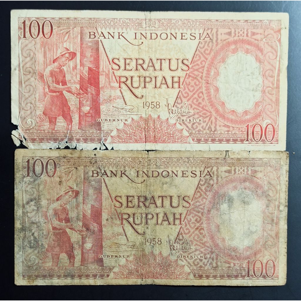 uang kuno Indonesia 100 rp seri pekerja 1958 p2587