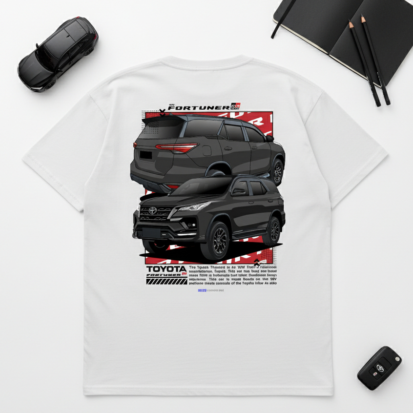 SAKAZUKI Kaos Baju Distro Unisex Gambar Mobil TOYOTA NEW FORTUNER GR STREET WEAR  DIESEL HYBRID