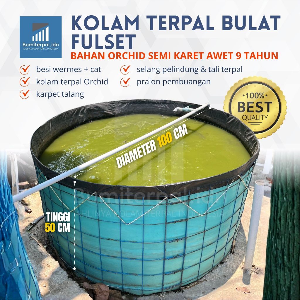 Terpal Kolam Bulat Fullset Orchid D1 T50 / Diameter 1m Tinggi 50cm Bahan Awet Hingga 9 Tahun Cocok U