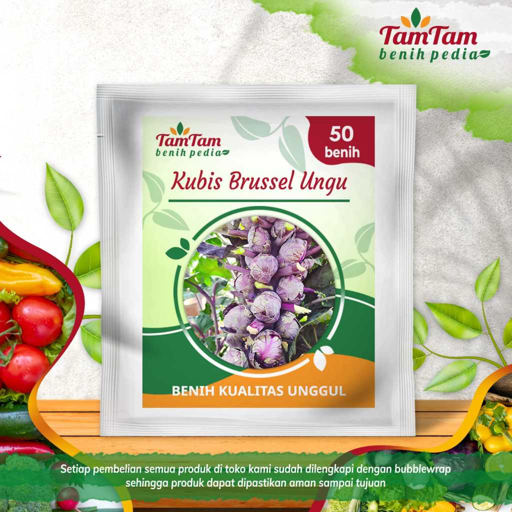 Benih Kubis BRUSSEL Ungu isi 50 biji , benih kubis/kol ungu import