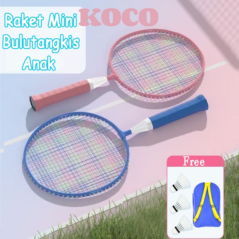 KOCO Mainan Raket Bulutangkis Anak Kecil Ringan Mudah Dibawa Handgrip Spons Tas Raket dan Kok Nilon
