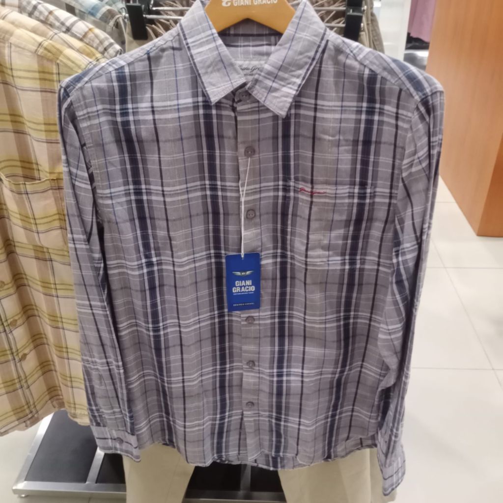 GIANI GRACIO KEMEJA PRIA LENGAN PANJANG MOTIF KOTAK KOTAK ORIGINAL