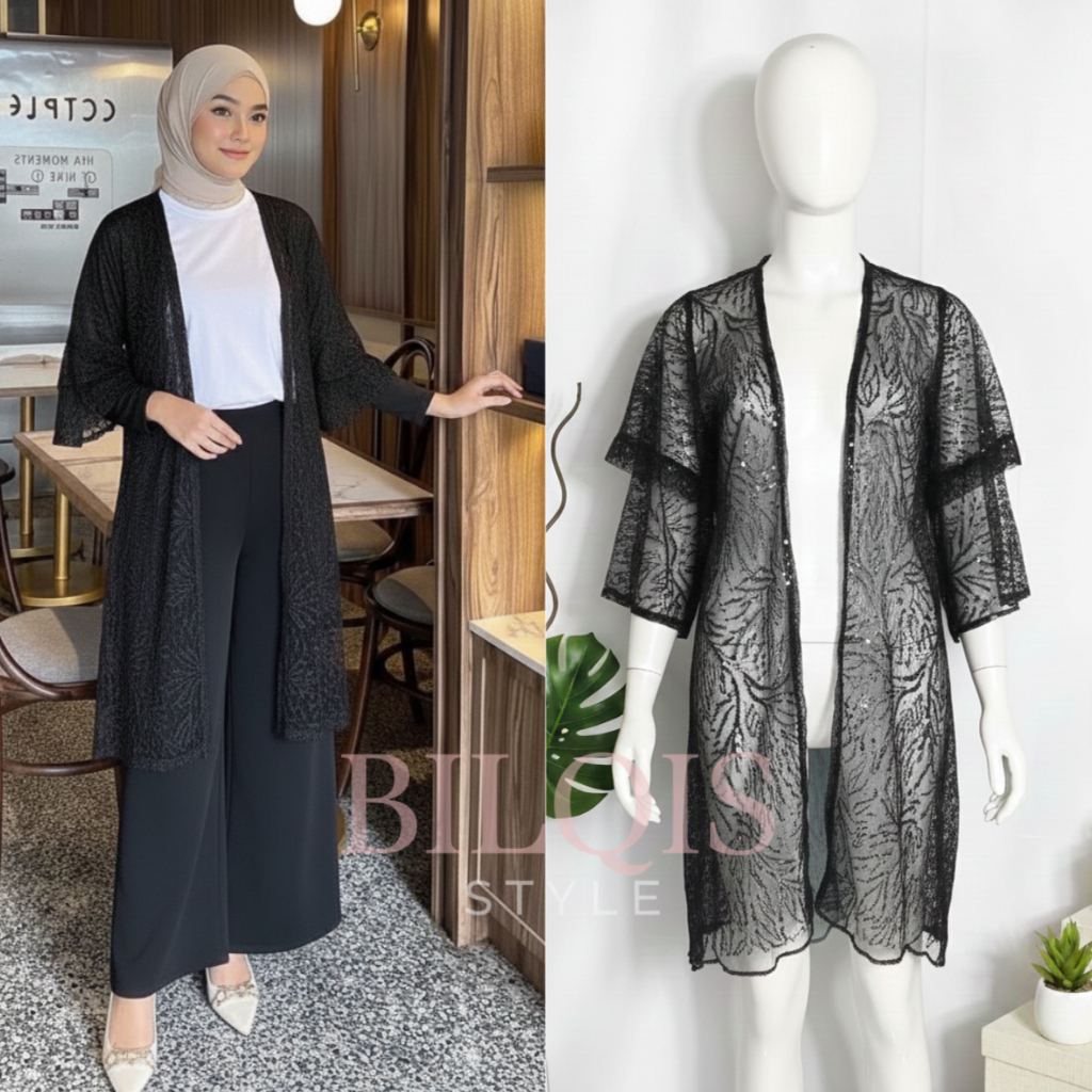 Bilqis Style Outer Kimono Brokat Tille Wanita Elegan Kondangan Premium