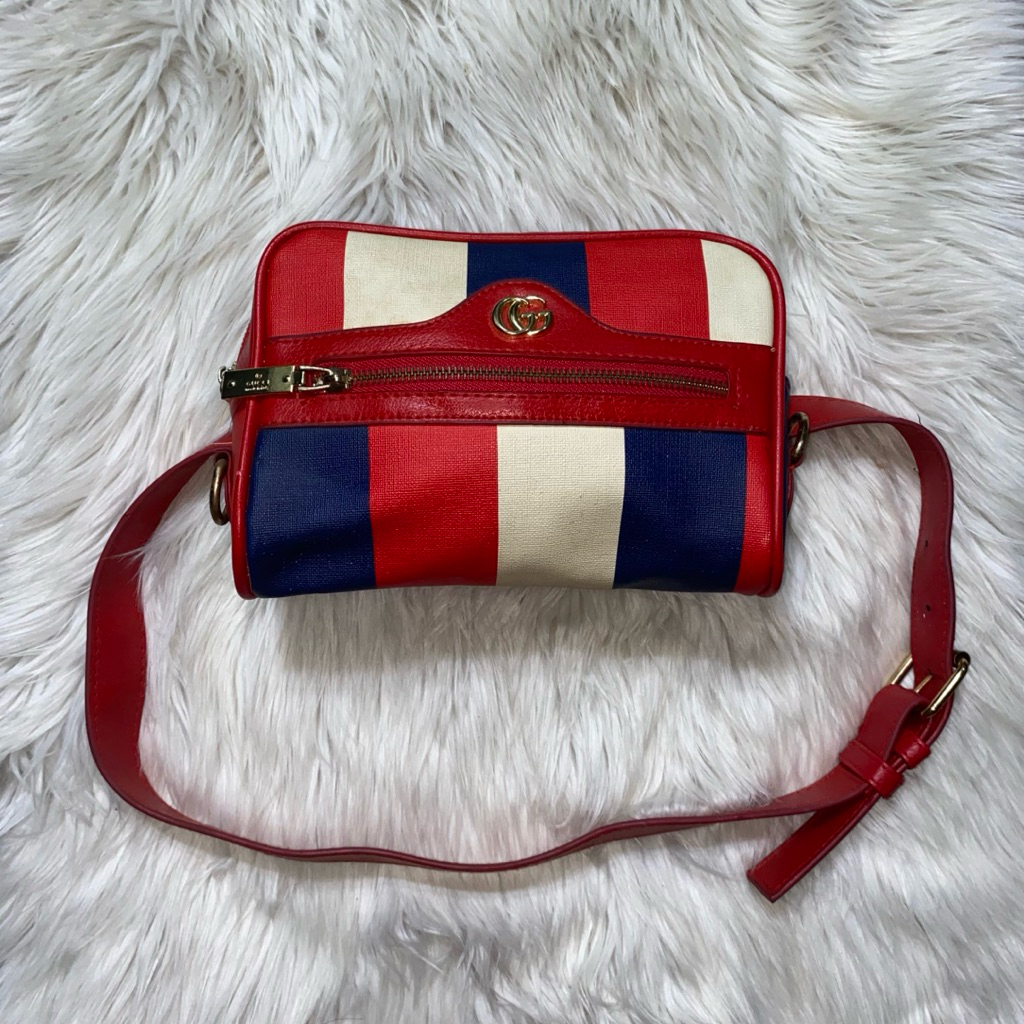 Tas Vintage Gucci GG Stripe Merah Biru Putih