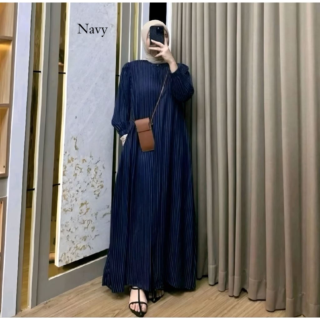 DRESS SALUR JUMBO GAMIS MAYZA MOTIF GARIS SALUR - DASTER BUSUI MURAH BISA COD