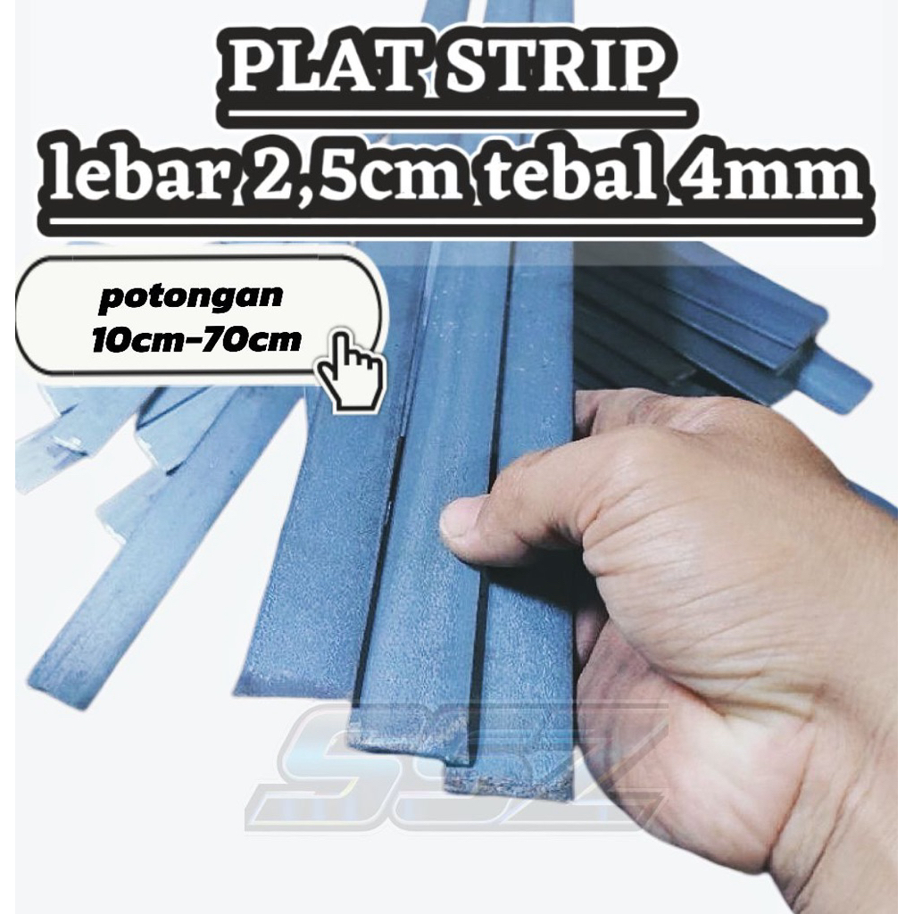 besi plat strip lebar 2,5cm tebal 4mm ready potongan 10cm-70cm