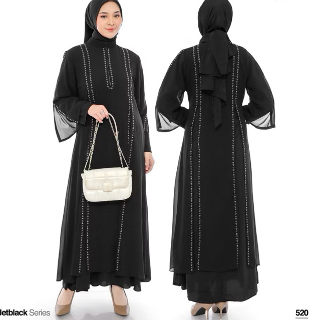 ABAYA YASMIN ~ GAMIS ABAYA NAQA KC 521 FULL SWAROVSKY DEPAN BELAKANG