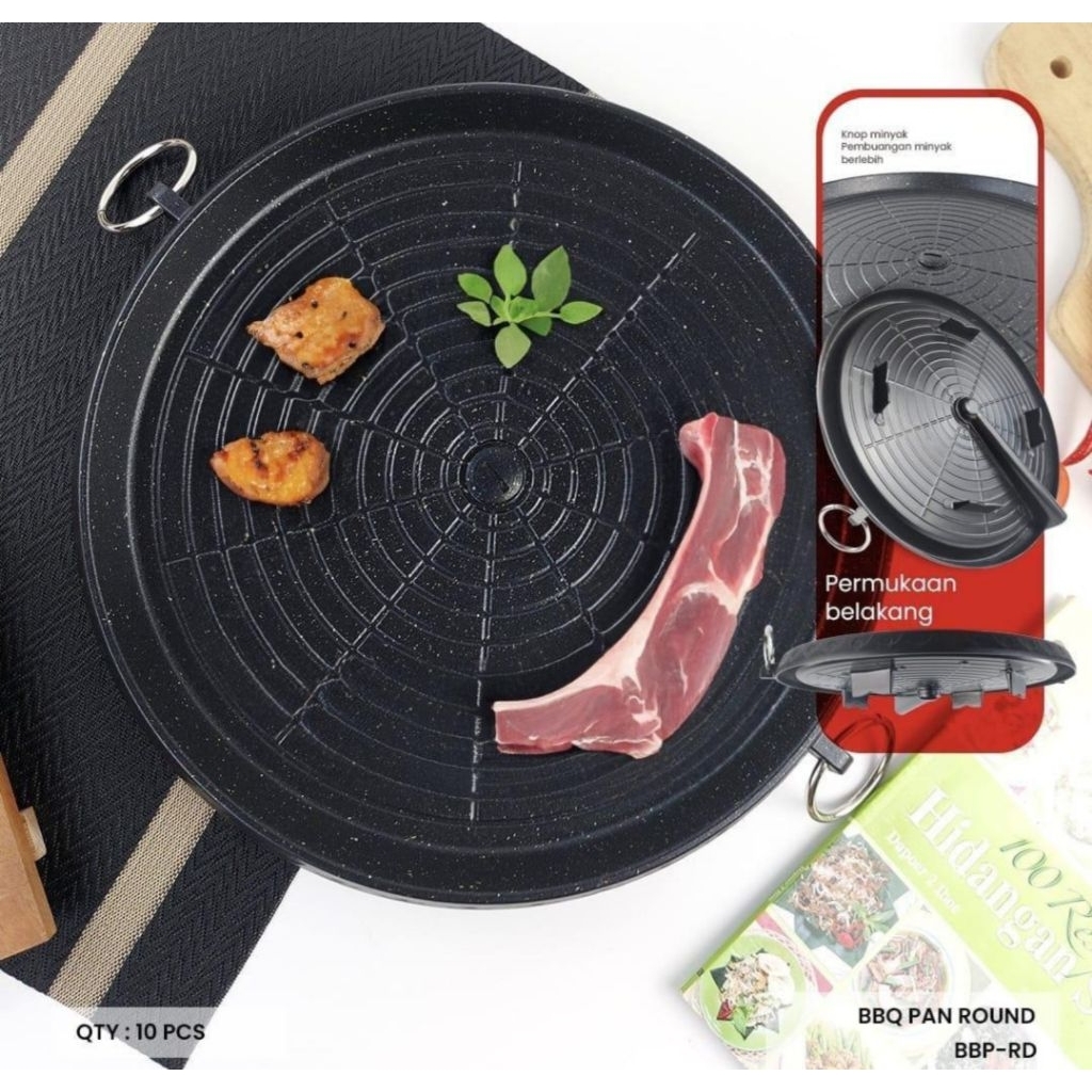 BMW Grill Pan Panggangan BBQ Anti lengket Panggangan Bulat Kotak Kompor BBQ Wajan Bulat