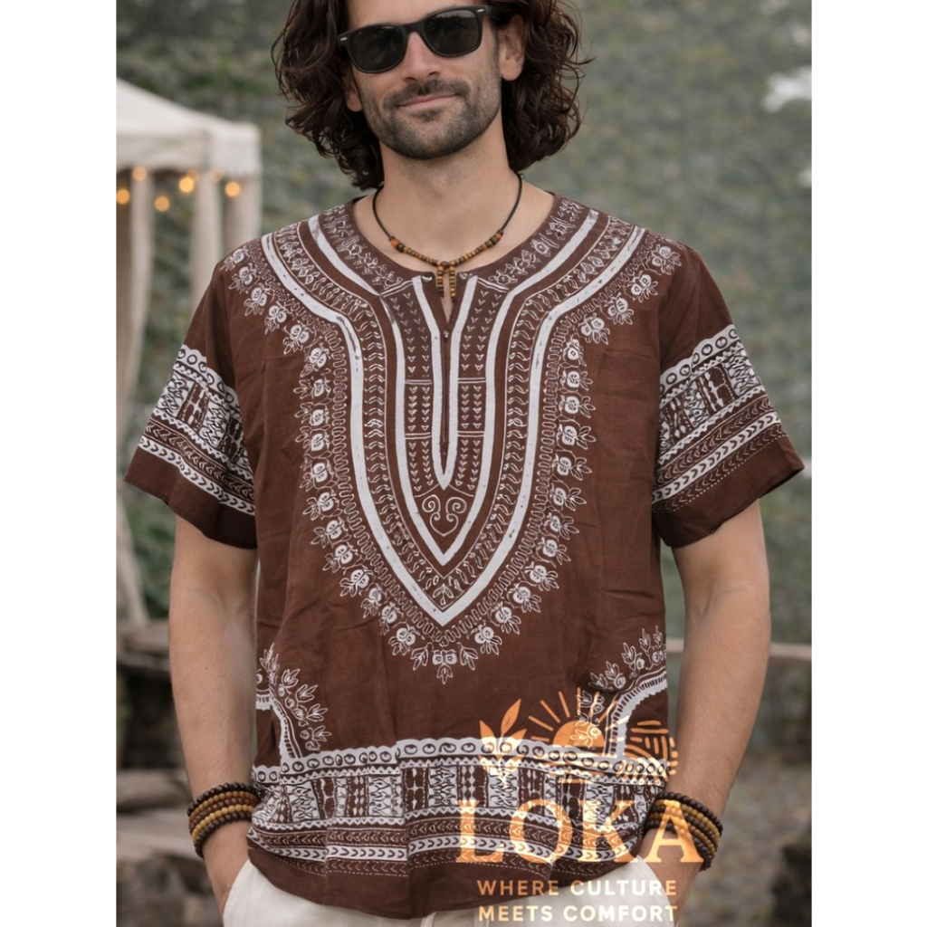 BAJU DASHIKI BOHEMIAN PRIA WANITA -  BAJU PANTAI - BAJU BALI - BAJU SANTAI - BAJU TIDUR - BOHEMIAN P