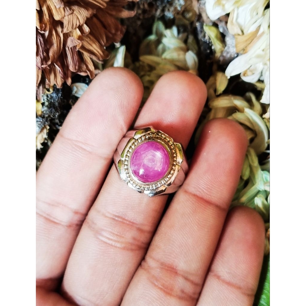 cincin batu ruby aktif bvster 100% ruby asli serat fatwa