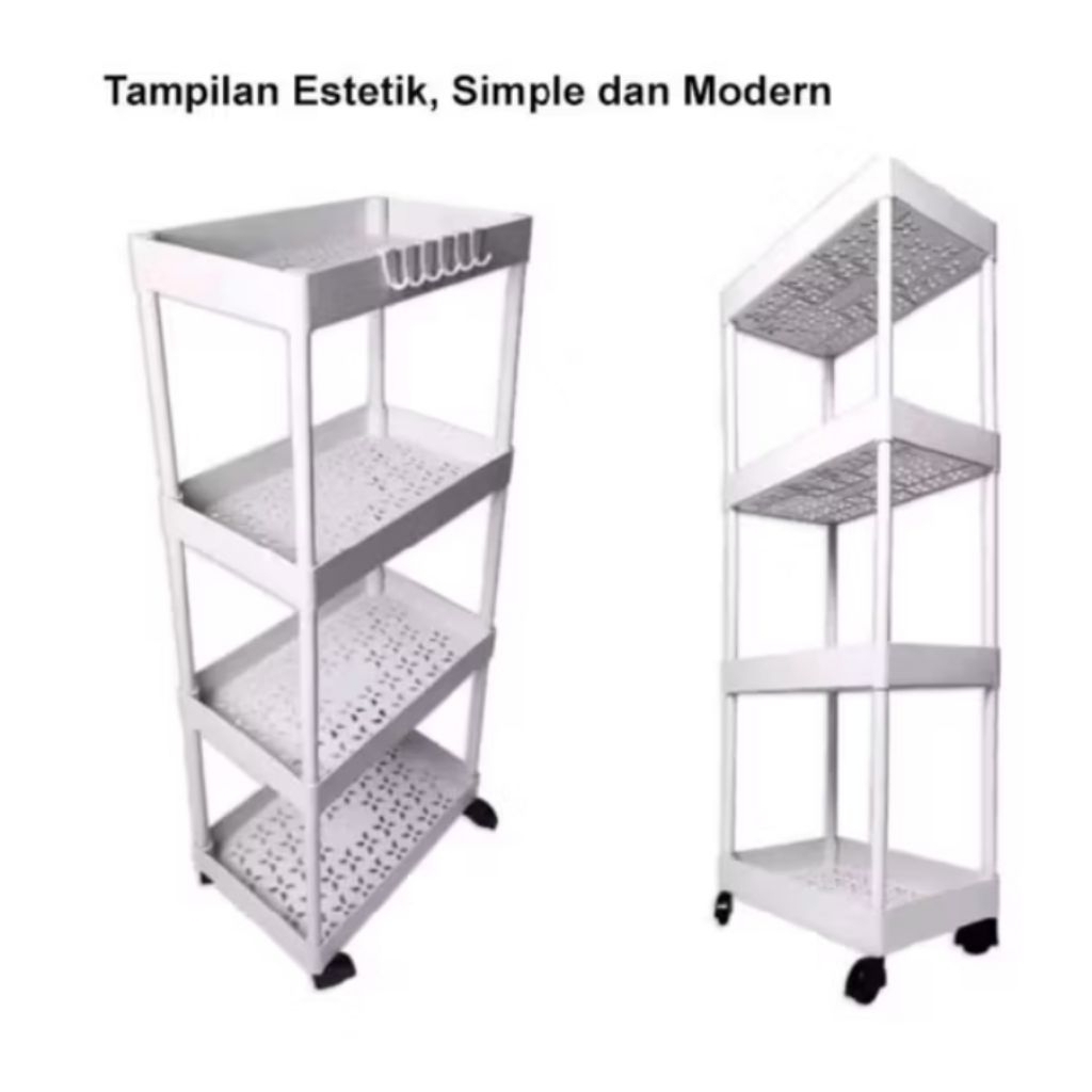 rak susun serbaguna 4 lantai bahan plastik warna putih