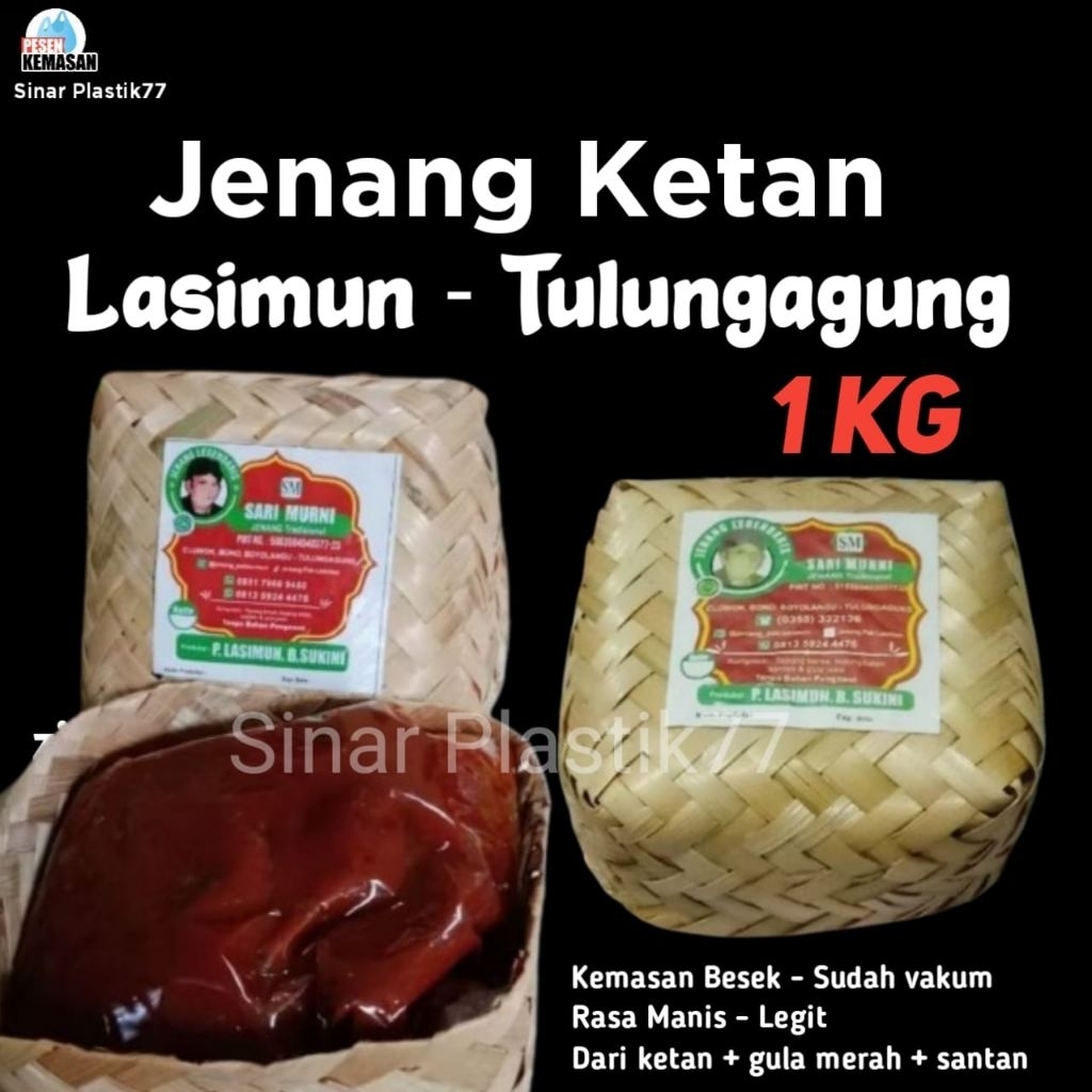 Sinar Plastik77 - Jenang Ketan Pak Lasimun Asli Tulungagung 1Kg Kemasan Besek + sudah Vacum Asli Las