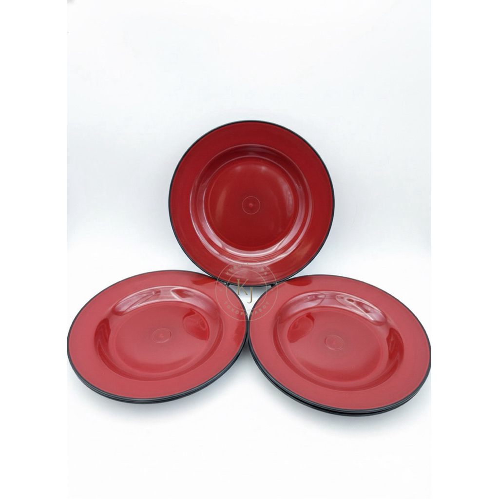 6Pcs Piring Plastik Jepang/Piring Plastik 2 Warna Japanese style