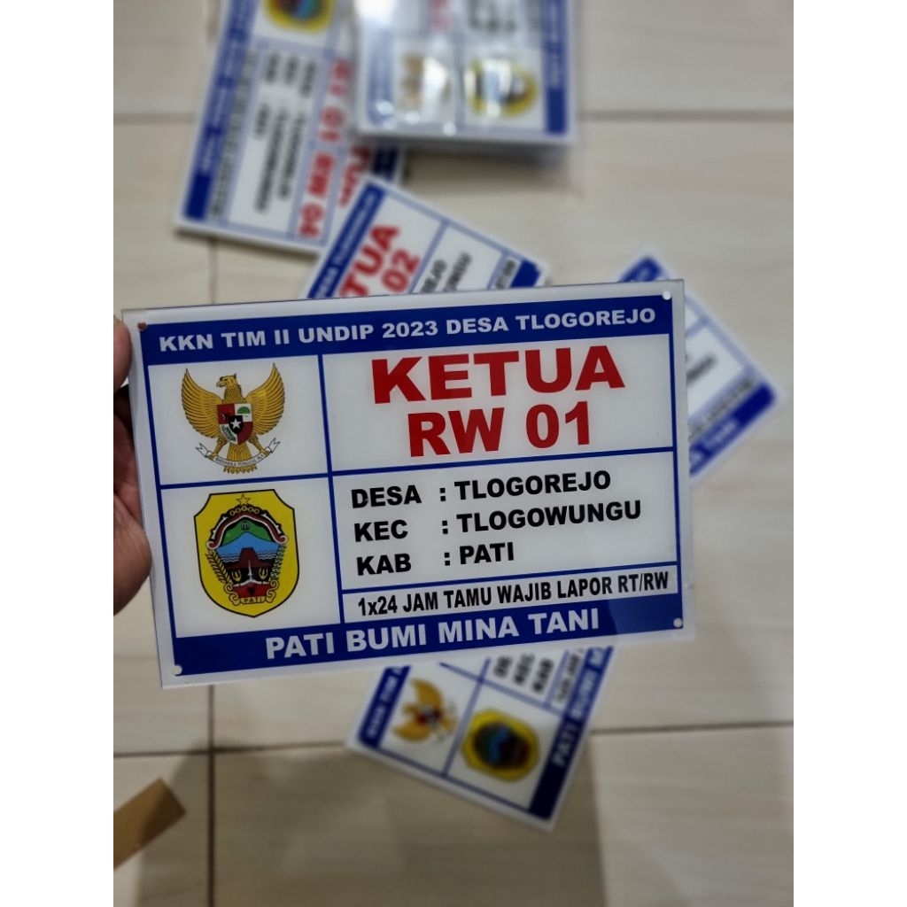 Papan Ketua RT / RW Custom Ukuran 60x30